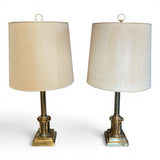 Pair of Large classical 1960's brass column lamps .
