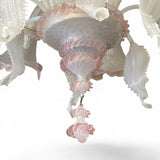 Stunning Large  Murano chandelier with opalescent and pink glass flowers .