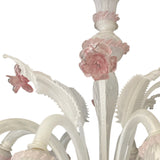 Stunning Large  Murano chandelier with opalescent and pink glass flowers .