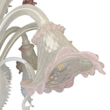 Stunning Large  Murano chandelier with opalescent and pink glass flowers .
