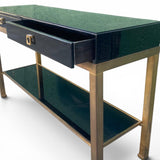 1970's black lacquered console designed by Guy Lefèvre for Maison Jansen.