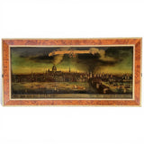 A reverse glass print of the 'Prospects of the city of London' ,