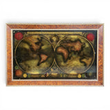 REVERSE GLASS PAINTING OF THE NEW & CORRECT MAP OF THE WORLD