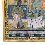 Large vintage painting of the divine dance of Lord Krishna.