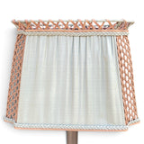 large pair of vintage grey leather lamps with custom shades .