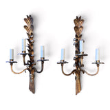 Pair of super quality gilded metal  triple arm wall lights