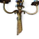 Pair of super quality gilded metal  triple arm wall lights