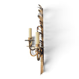 Pair of super quality gilded metal  triple arm wall lights