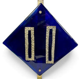 Pair of vintage cobalt blue murano glass and brass lamps.