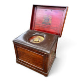 Officer's campaign latrine with Mahogany case and blue and white pottery bowl .
