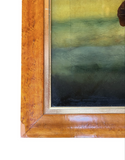 Reverse glass maritime image of the U.S.S Constitution in maple frame.