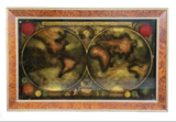 REVERSE GLASS PAINTING OF THE NEW & CORRECT MAP OF THE WORLD