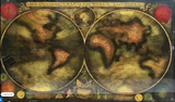 REVERSE GLASS PAINTING OF THE NEW & CORRECT MAP OF THE WORLD