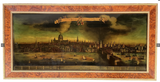 A reverse glass print of the 'Prospects of the city of London' ,