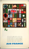 1970's Air France travel poster to Britain. designed by Raymond Pages.
