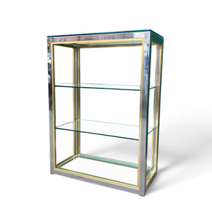 Decorative 1970's chrome and gold display unit.