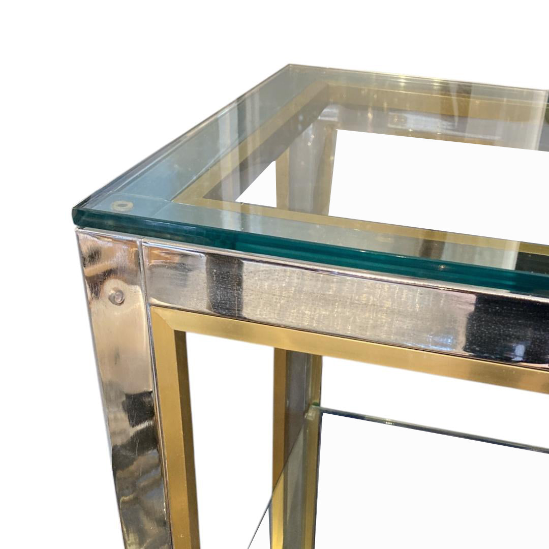 Decorative 1970's chrome and gold display unit.