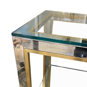 Decorative 1970's chrome and gold display unit.