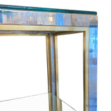 Decorative 1970's chrome and gold display unit.