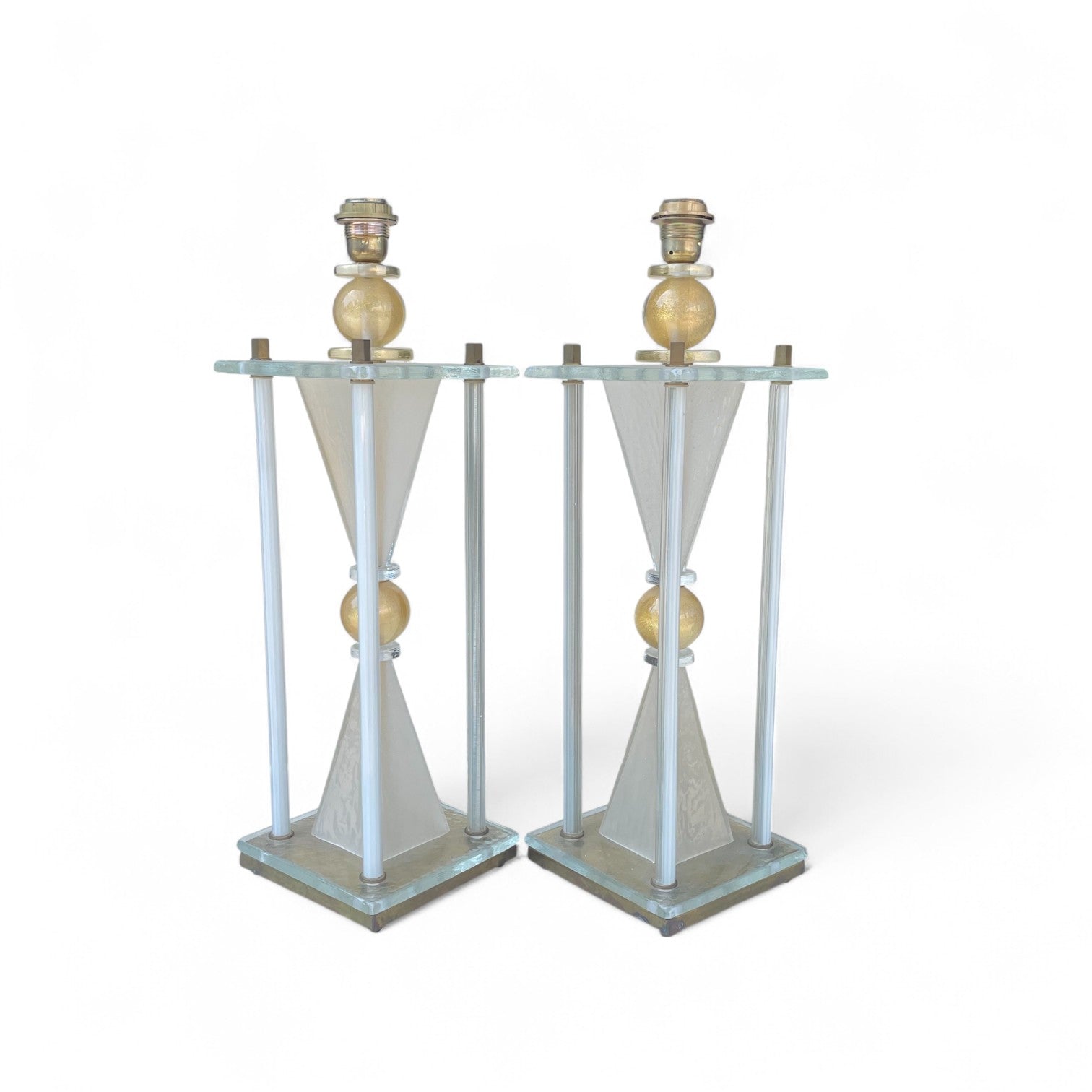 Large pair of Murano glass lamps