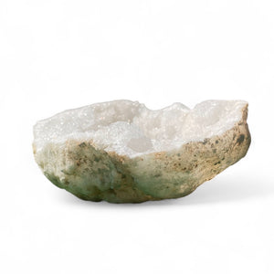 Striking premium quality white quartz geode.