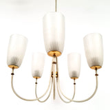 Decorative 1950's Italian chandelier with etched glass shades .