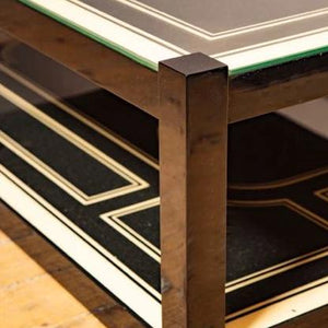 Maison Jansen 1970's black and cream lacquer coffee table .