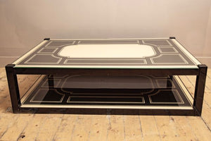 Maison Jansen 1970's black and cream lacquer coffee table .
