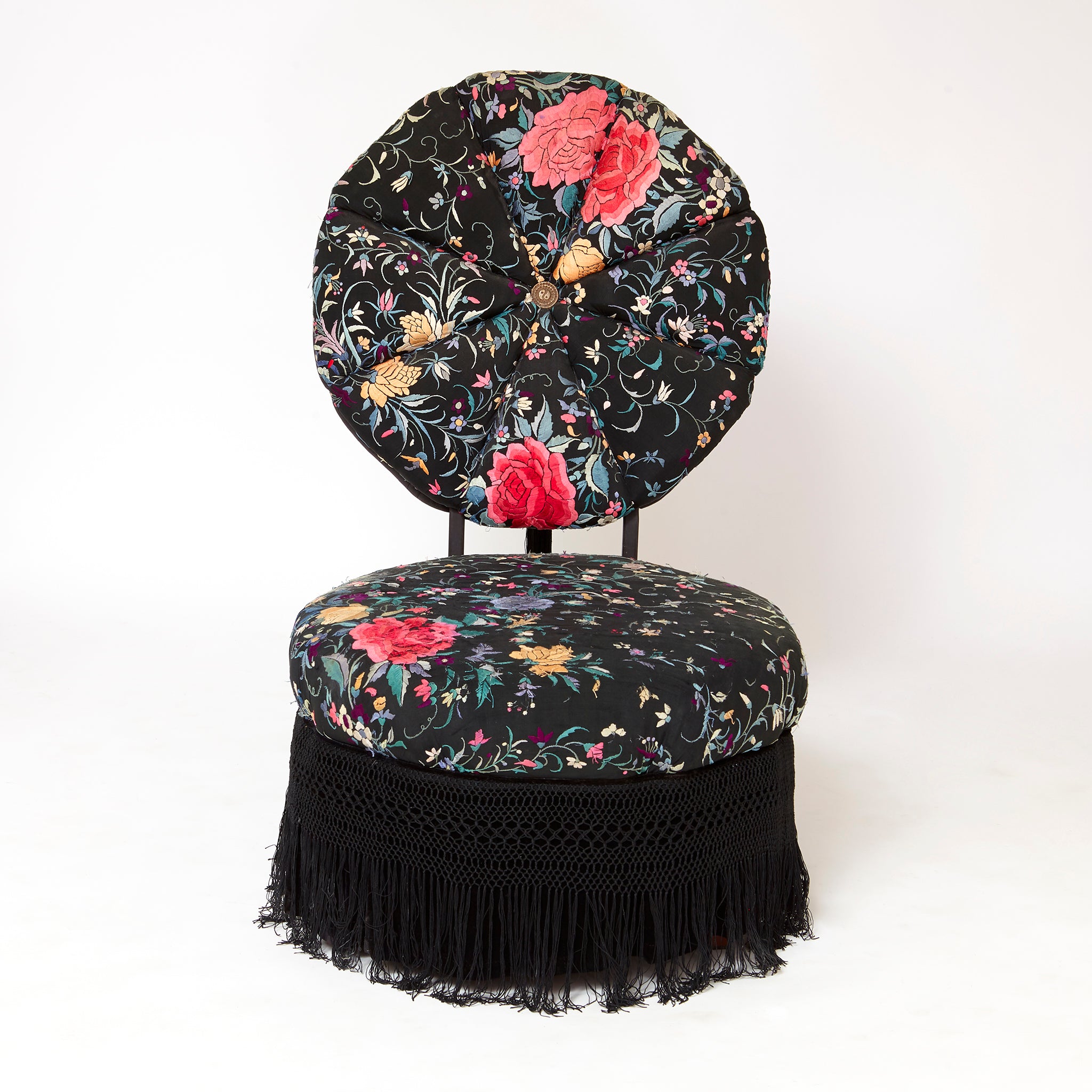Early Mark Brazier-Jones Chair in original Kimono upholstery .