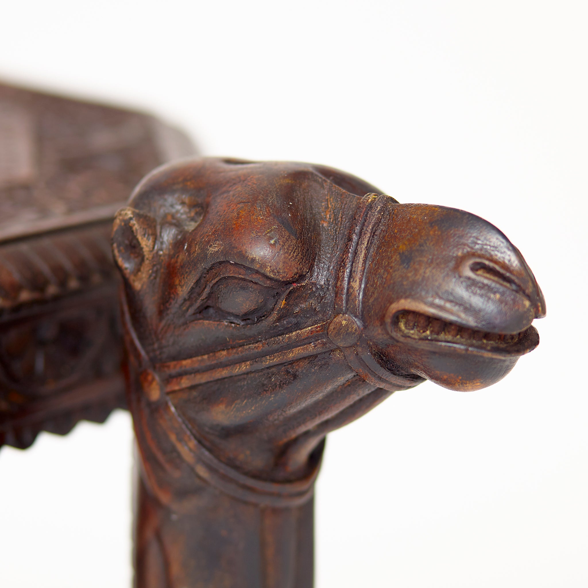Early twentieth century oriental Carved wood Camel Side Table .