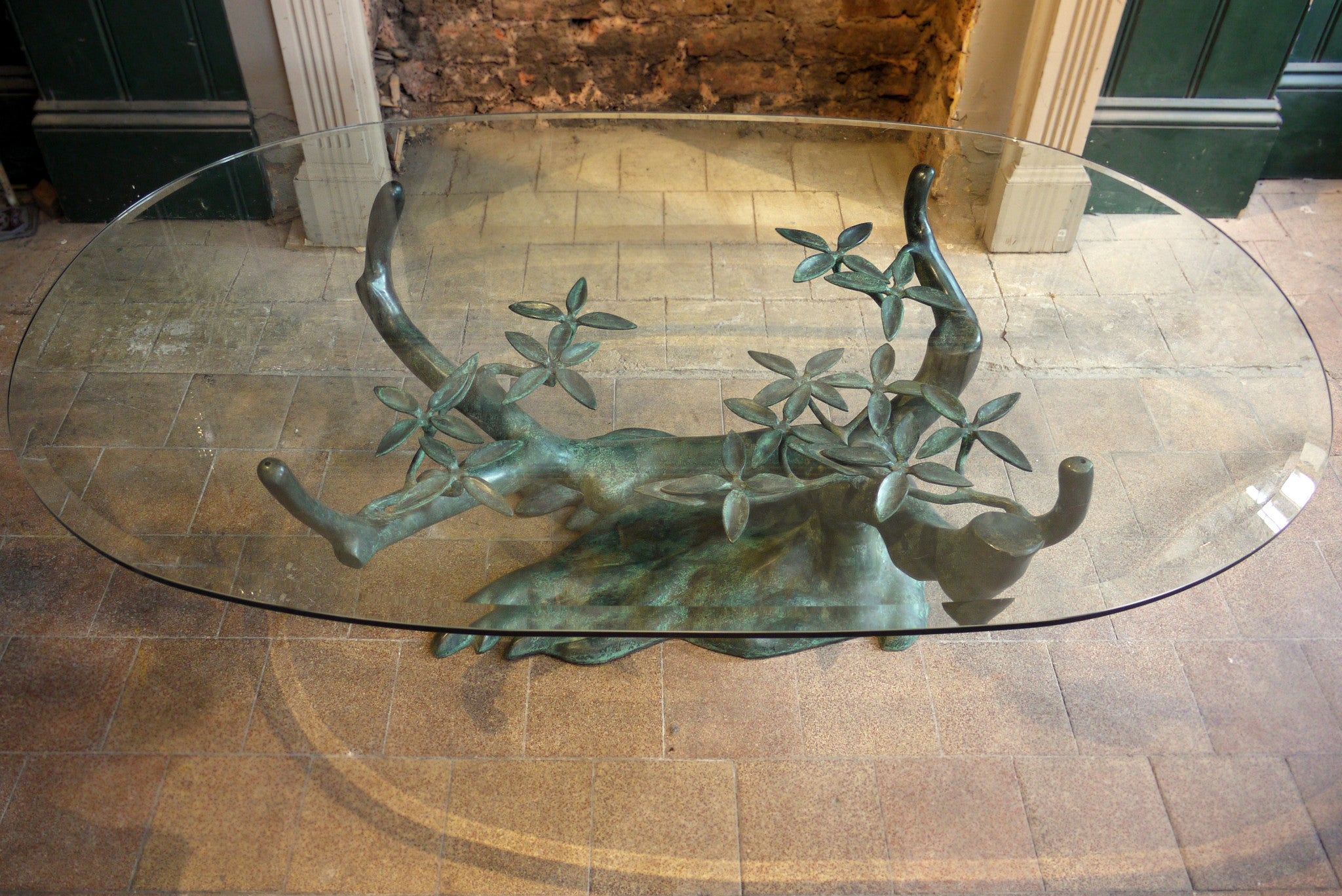 X Sculptural Bronze Tree Form Coffee Table in the style of Willy Daro