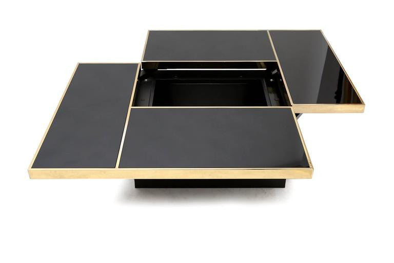X Willy Rizzo coffee  Table with metamorphic top and internal bar .