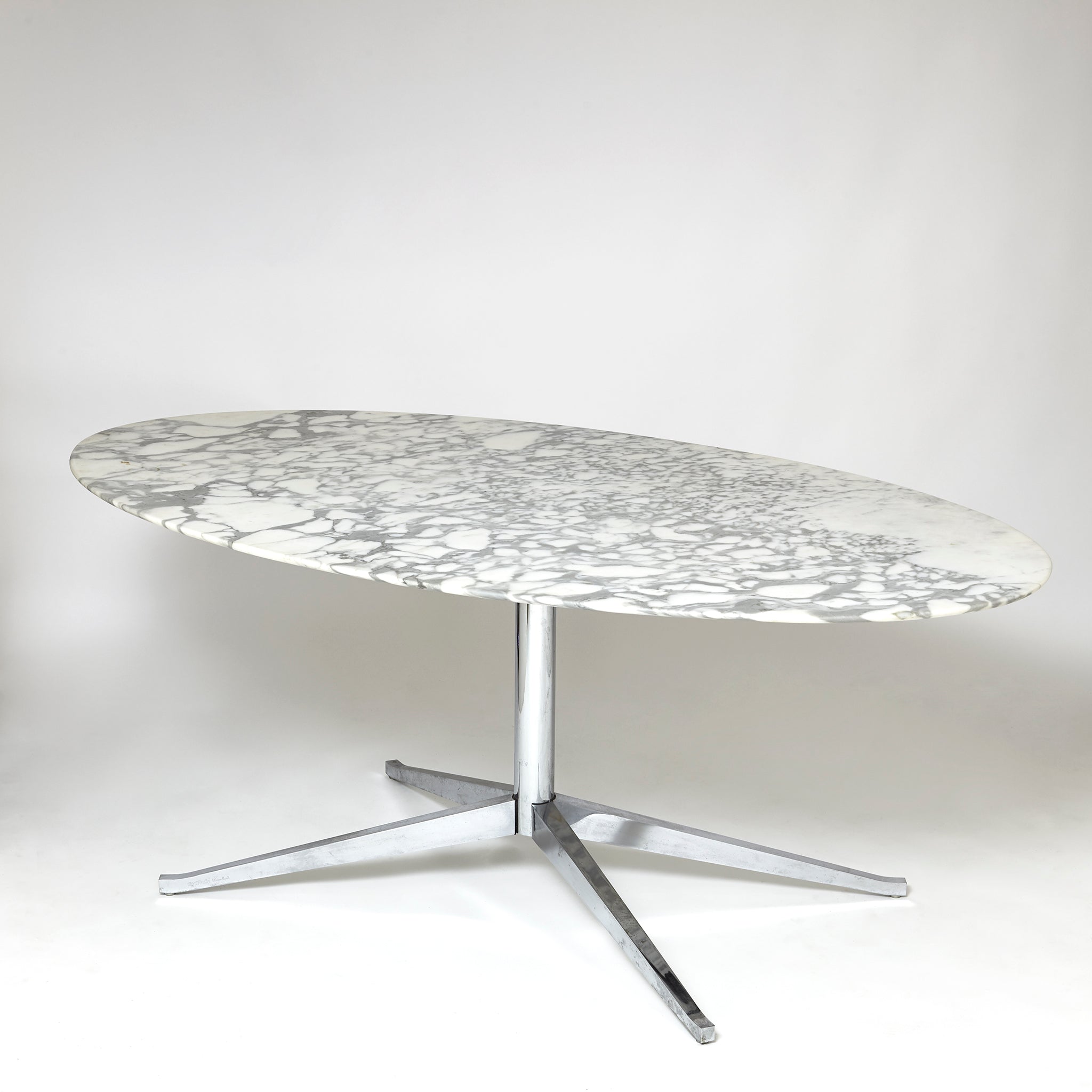 Oval Carrara marble table by Florence Knoll  circa 1980 .