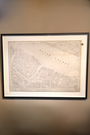X Framed original 1919 land registry Map of Tower Bridge and the surrounding area.