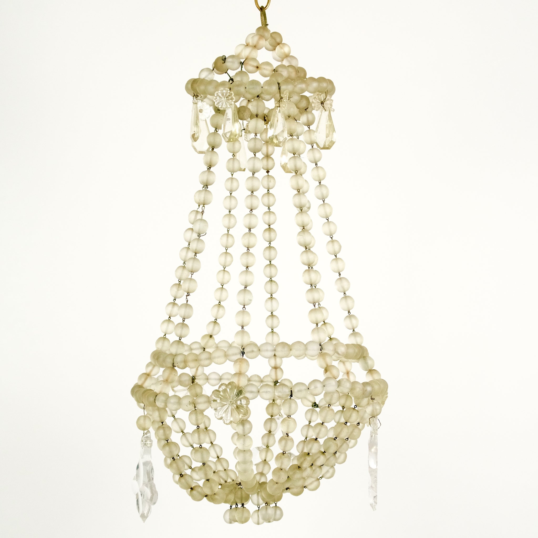 Very decorative vintage French beaded glass chandelier .