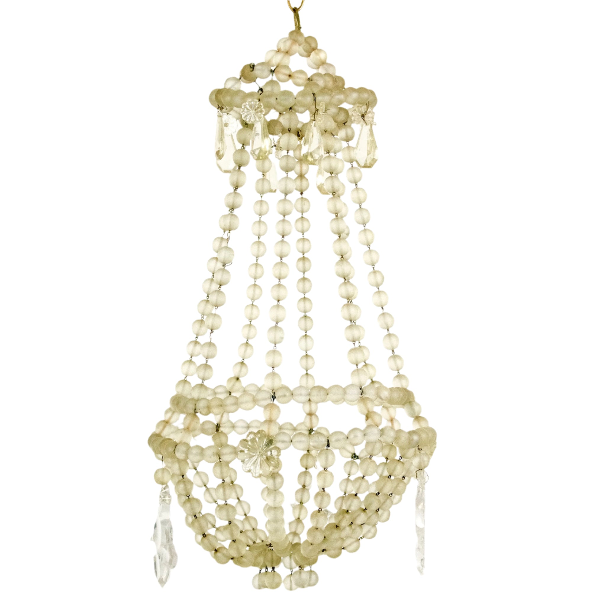 Very decorative vintage French beaded glass chandelier .