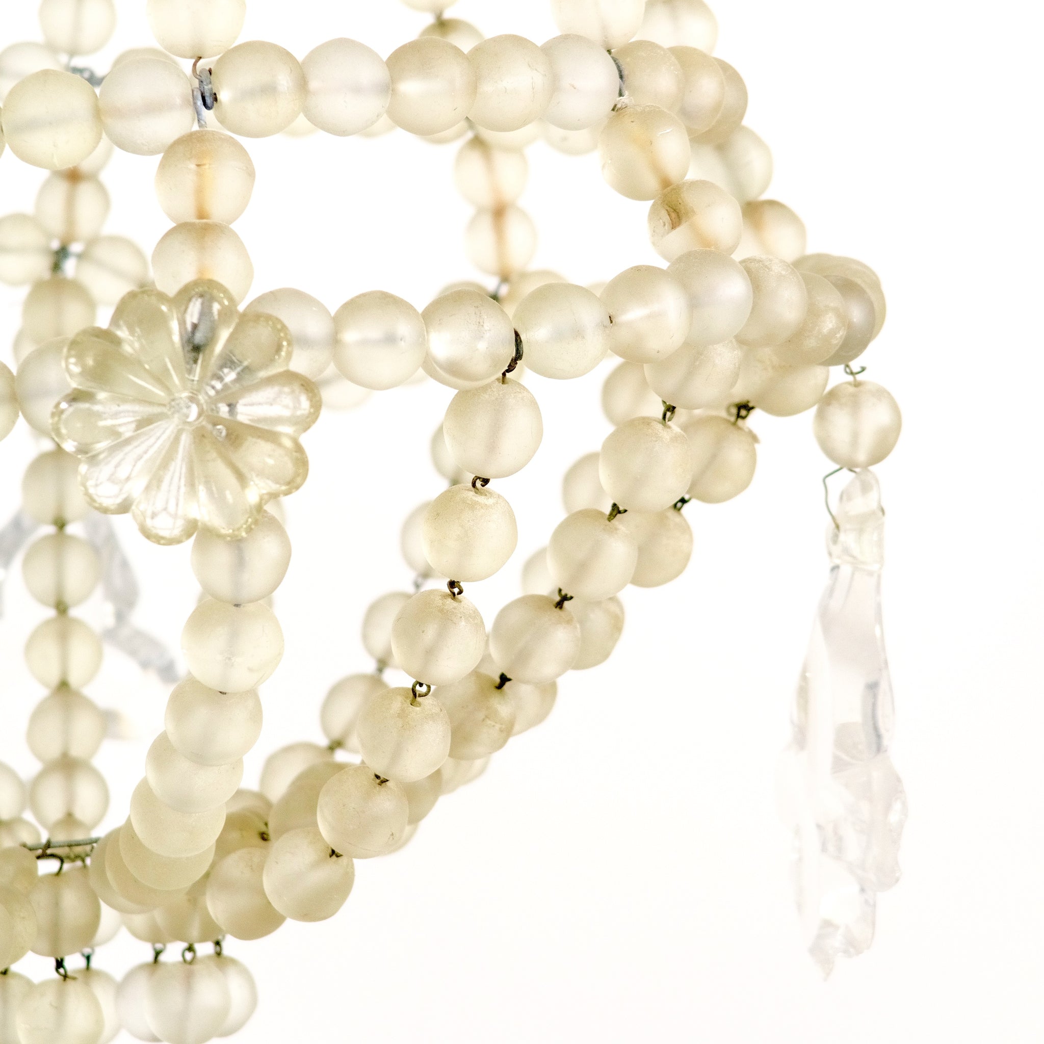 Very decorative vintage French beaded glass chandelier .
