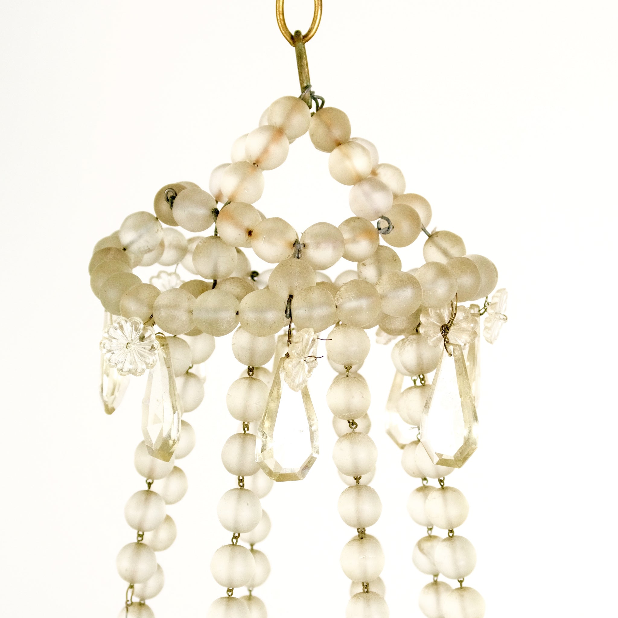 Very decorative vintage French beaded glass chandelier .