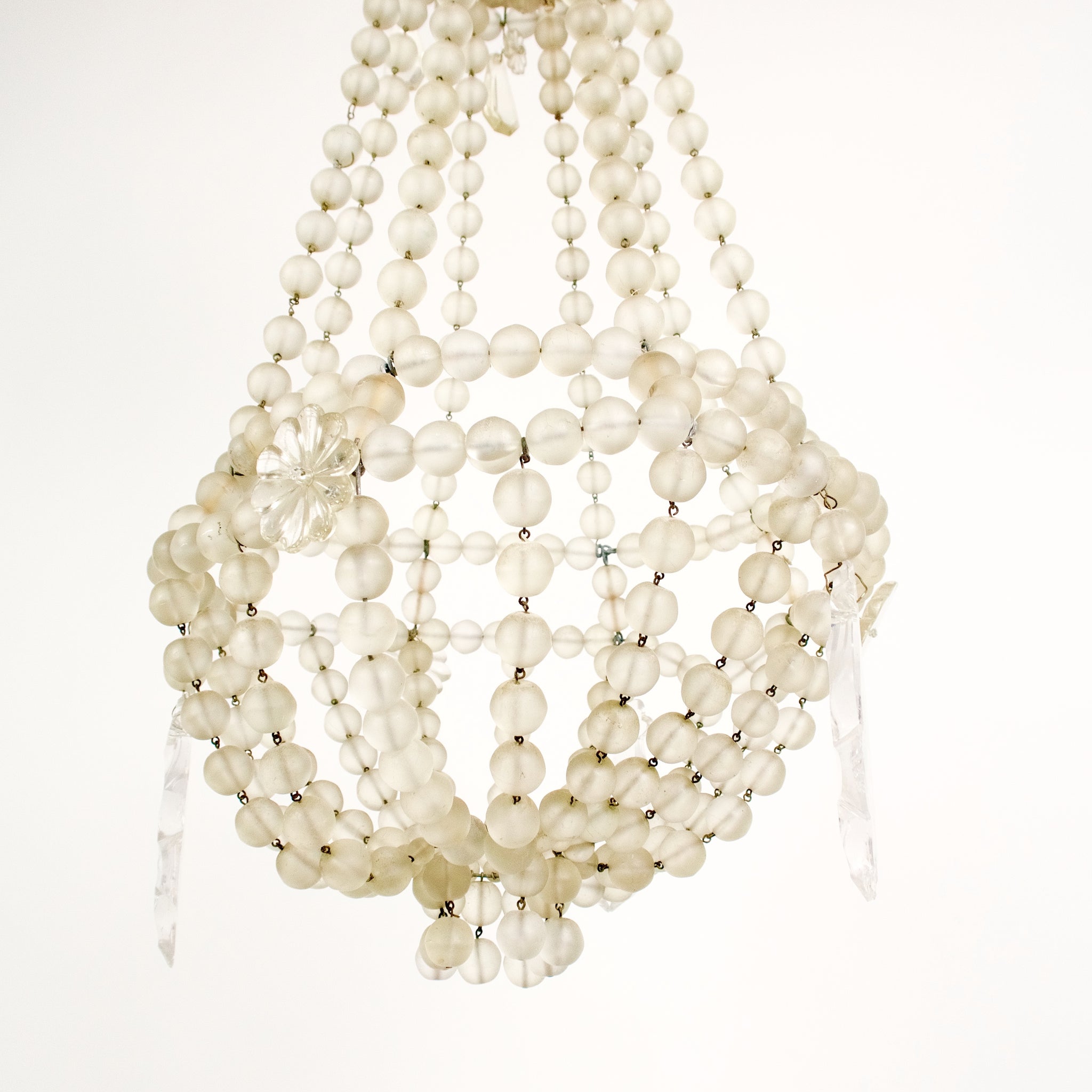 Very decorative vintage French beaded glass chandelier .
