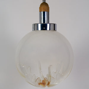 Large clear and white 1960's  hanging Murano ball light .