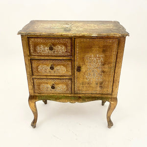 Pair of very decorative gilt Italian Florentine bedside cabinets .