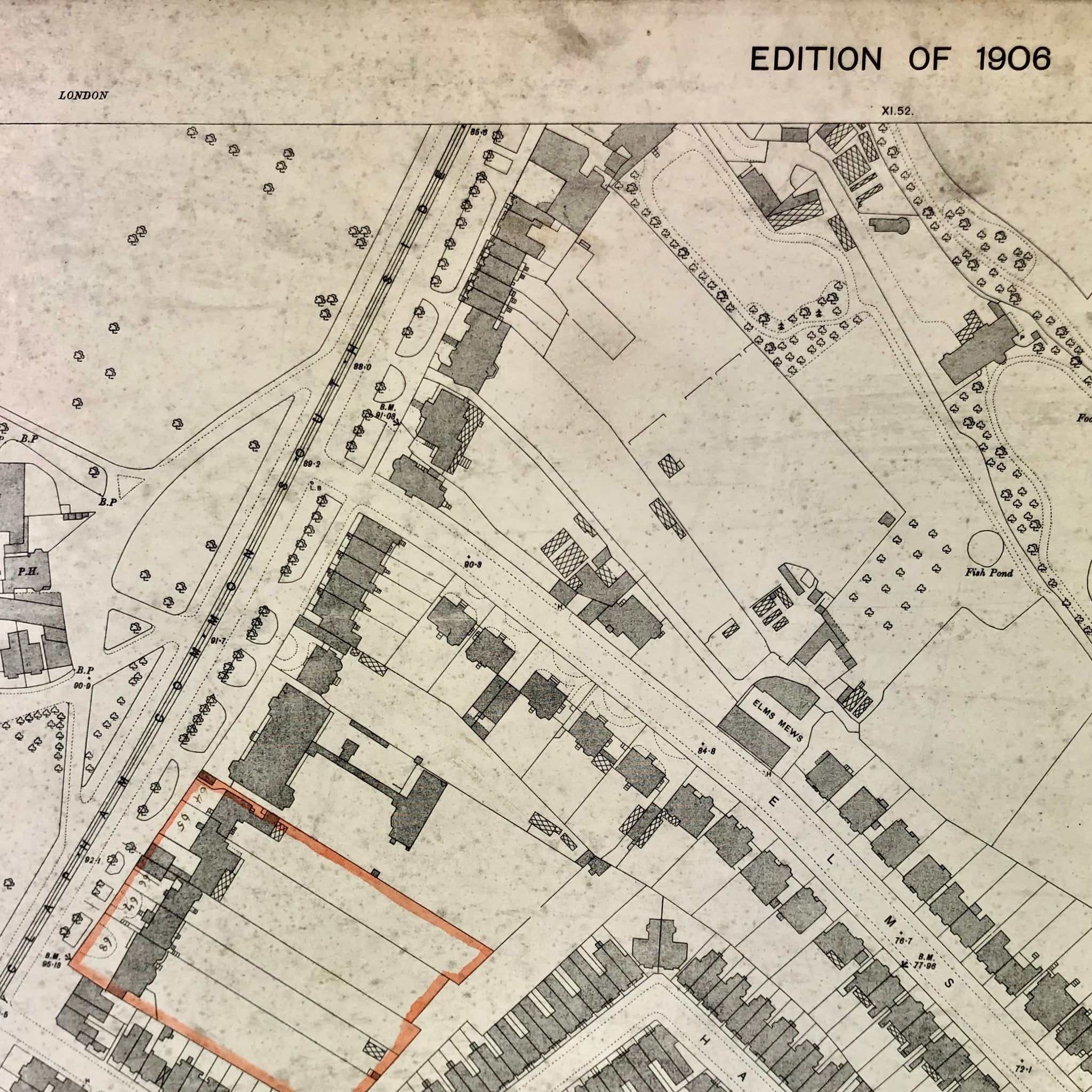 Original Land registry map of Clapham circa 1900.