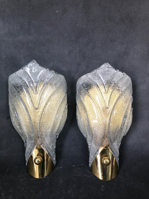 Pair of 1970's Murano Glass Wall Lights in Art Deco Style .