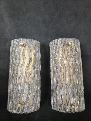 Pair of Murano  Glass Wall Lights circa 1970 .