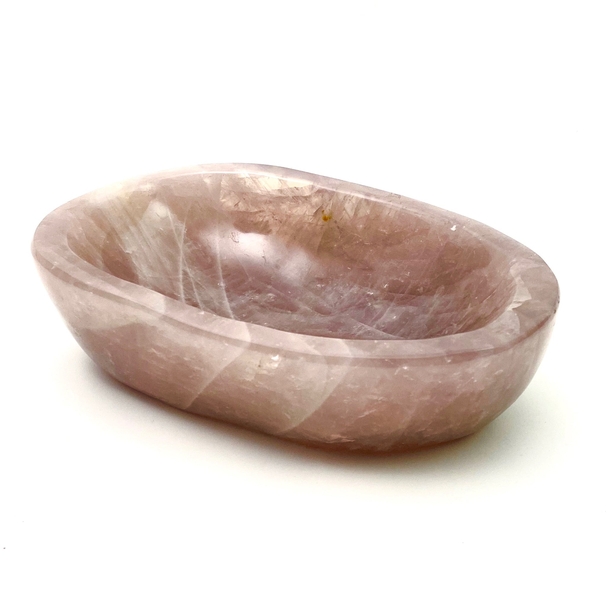Large solid pink rock crystal bowl .