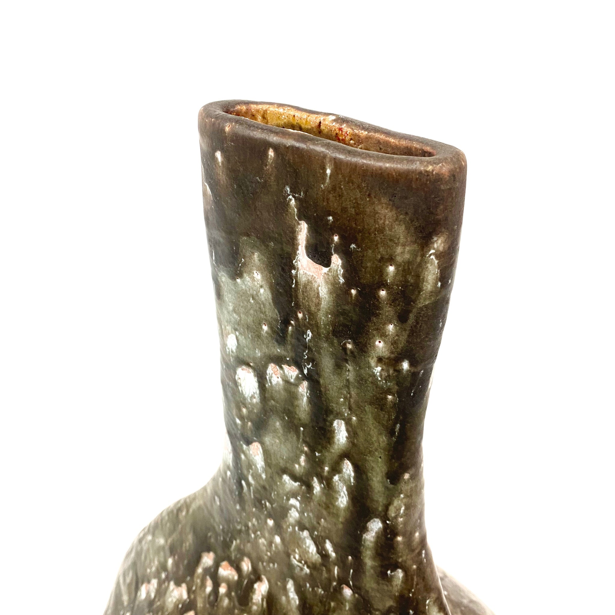 Very large german ceramic studio vase with dappled glaze