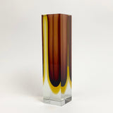 Large Murano Seguso  vase with amber and ochre cased body.