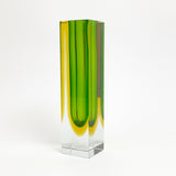 Medium Murano Seguso  vase with green and ochre cased body .