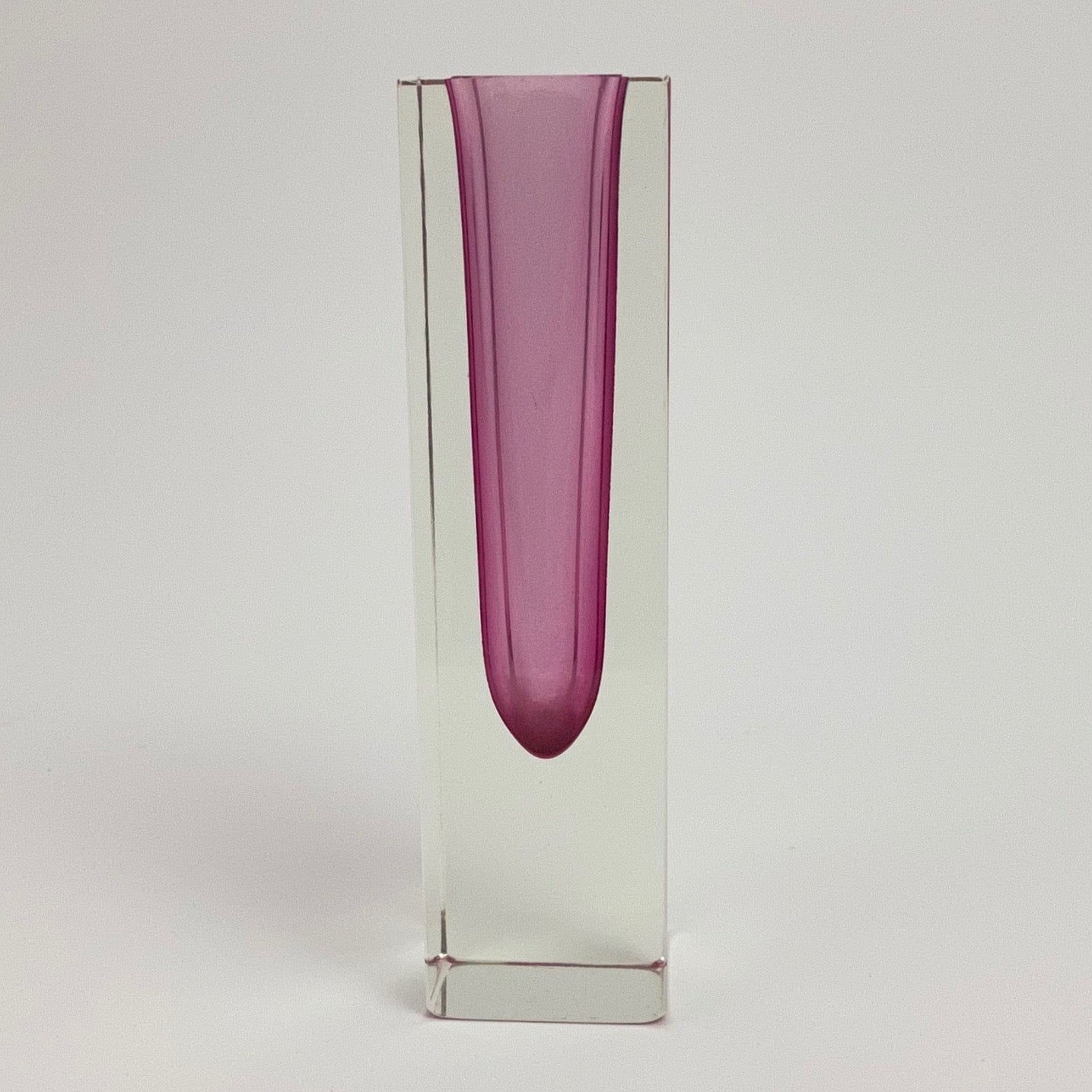 Medium Murano Seguso  vase with unusual pink cased body.