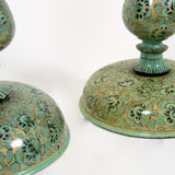 Pair of hand decorated Kashmiri candle sticks